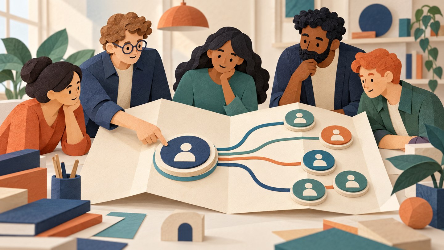 A team maps one app subscription into several individual seats on a paper workspace plan.